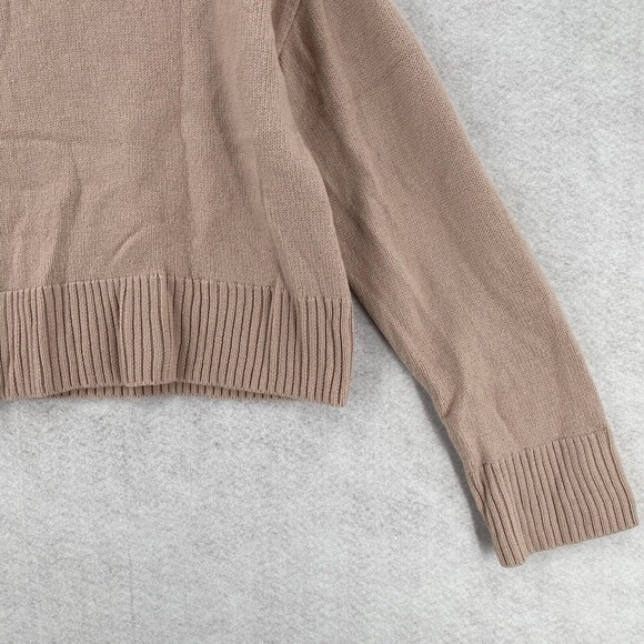 Aritzia Babaton Sweater Womens LARGE Cowl neck Cropped Beige Merino‎ Wool - Picture 5 of 15